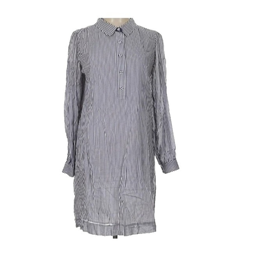 Lilly Pulitzer Shirt Dress Womens Sz 10 Blue Stripe Collared Long Sleeve Cotton